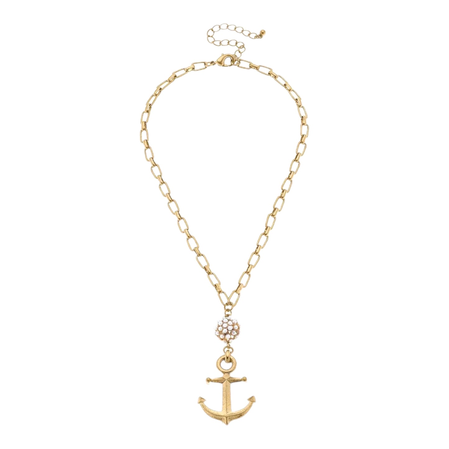 The Anchor And Pearl Cluster Pendant Necklace