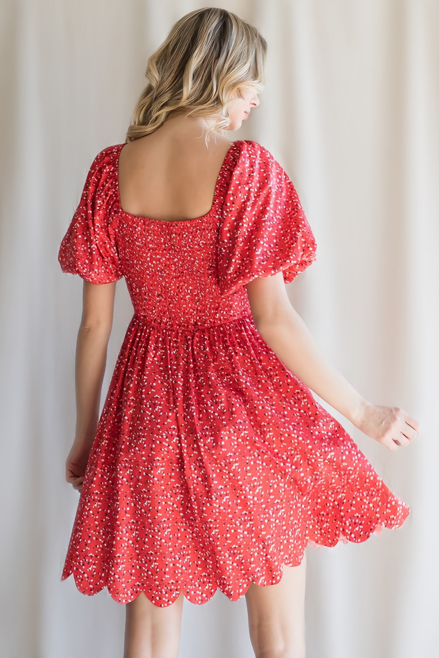 The Square Neck Scallop Hem Dress