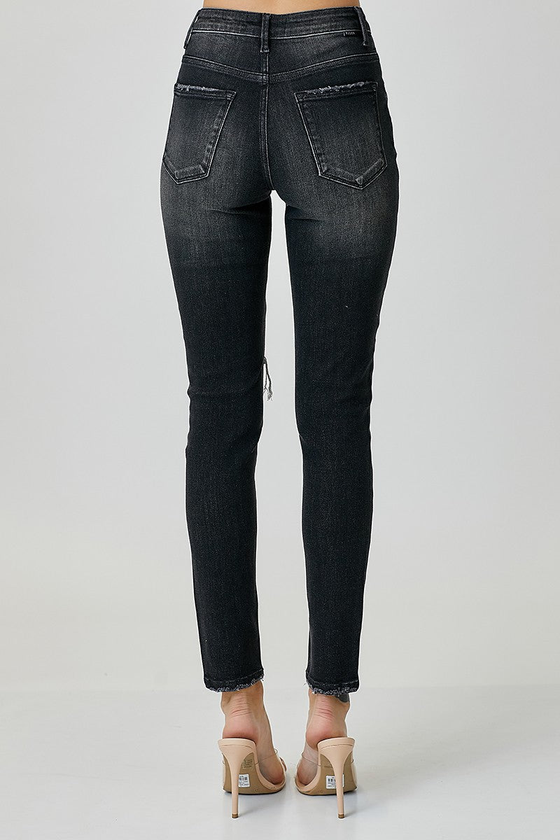 The High Rise Crossover Relaxed Skinny Risen Jeans Black