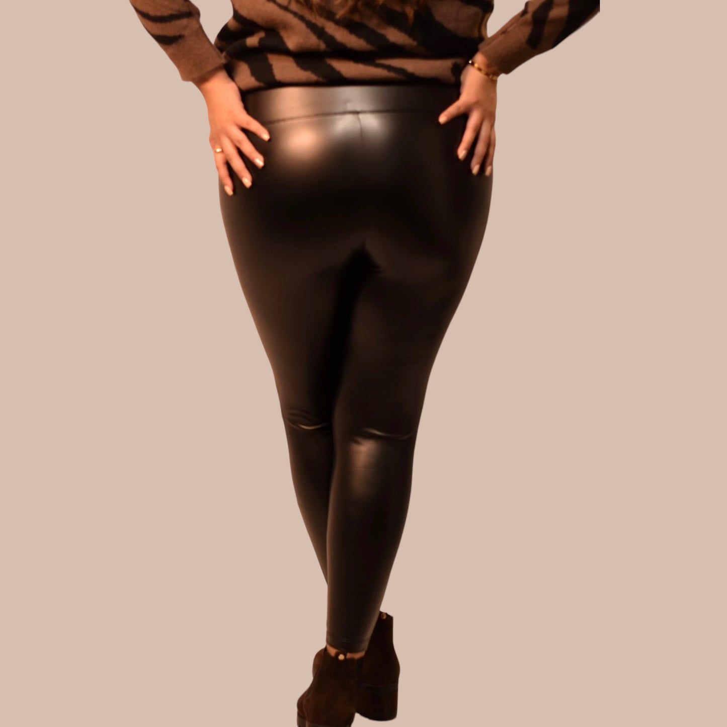 The Black High-Rise Leather Leggings Curvy