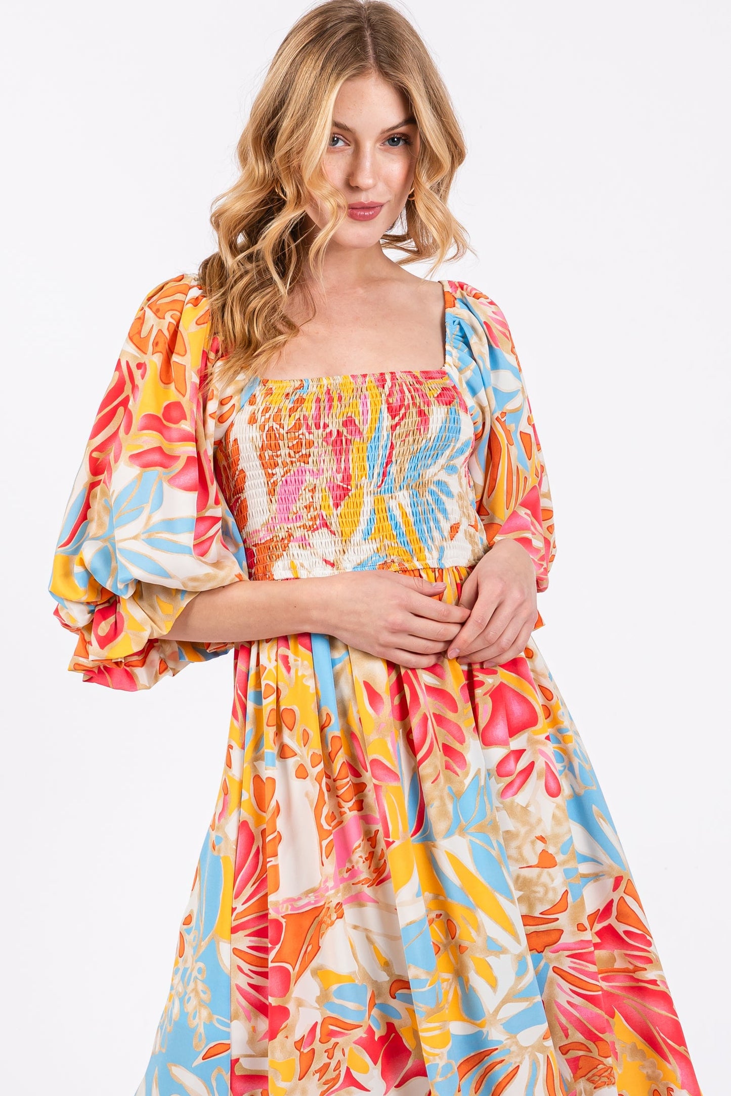 The Take Me Somewhere Tropical Midi Dress