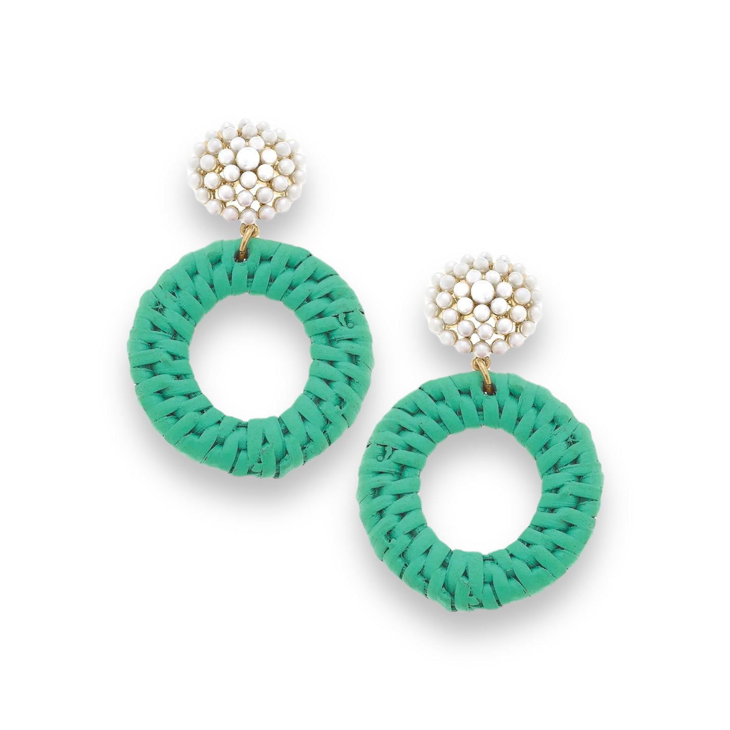 The Elena Circle Wicker Pearl Drop Earrings