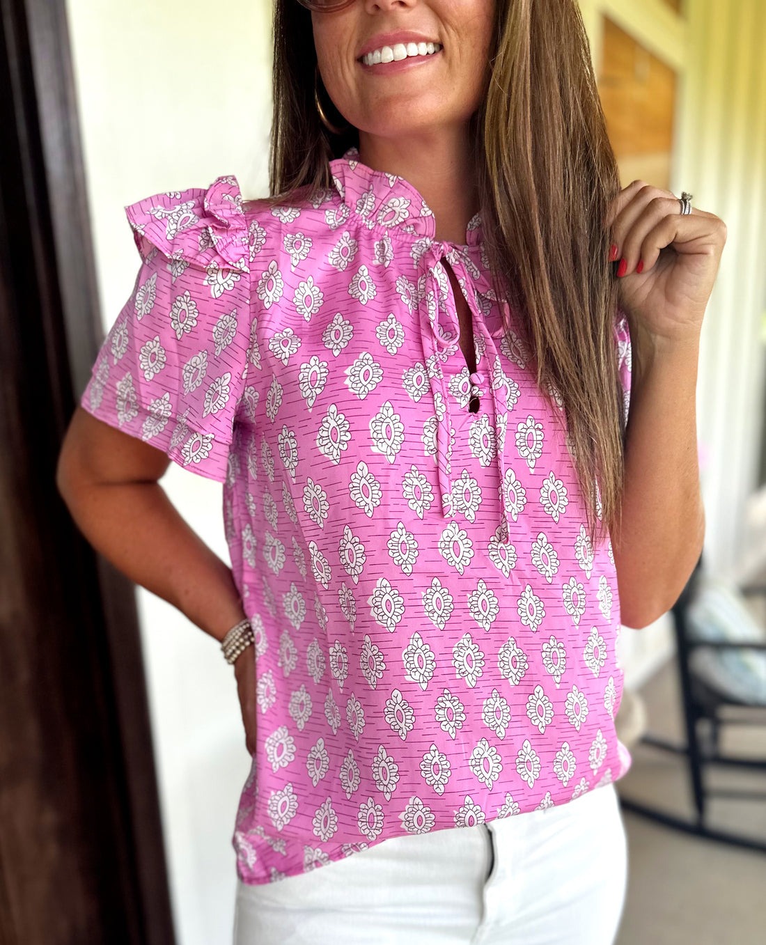 The Pink Vintage Ruffled Top