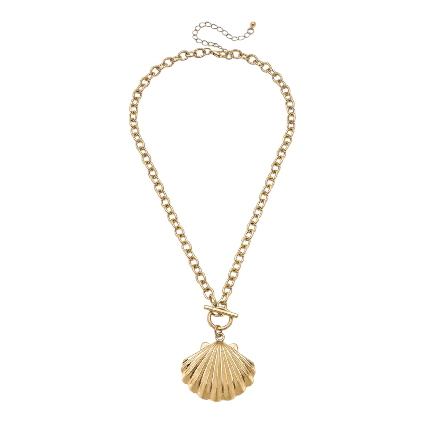 The Scallop Shell T-Bar Pendant Necklace