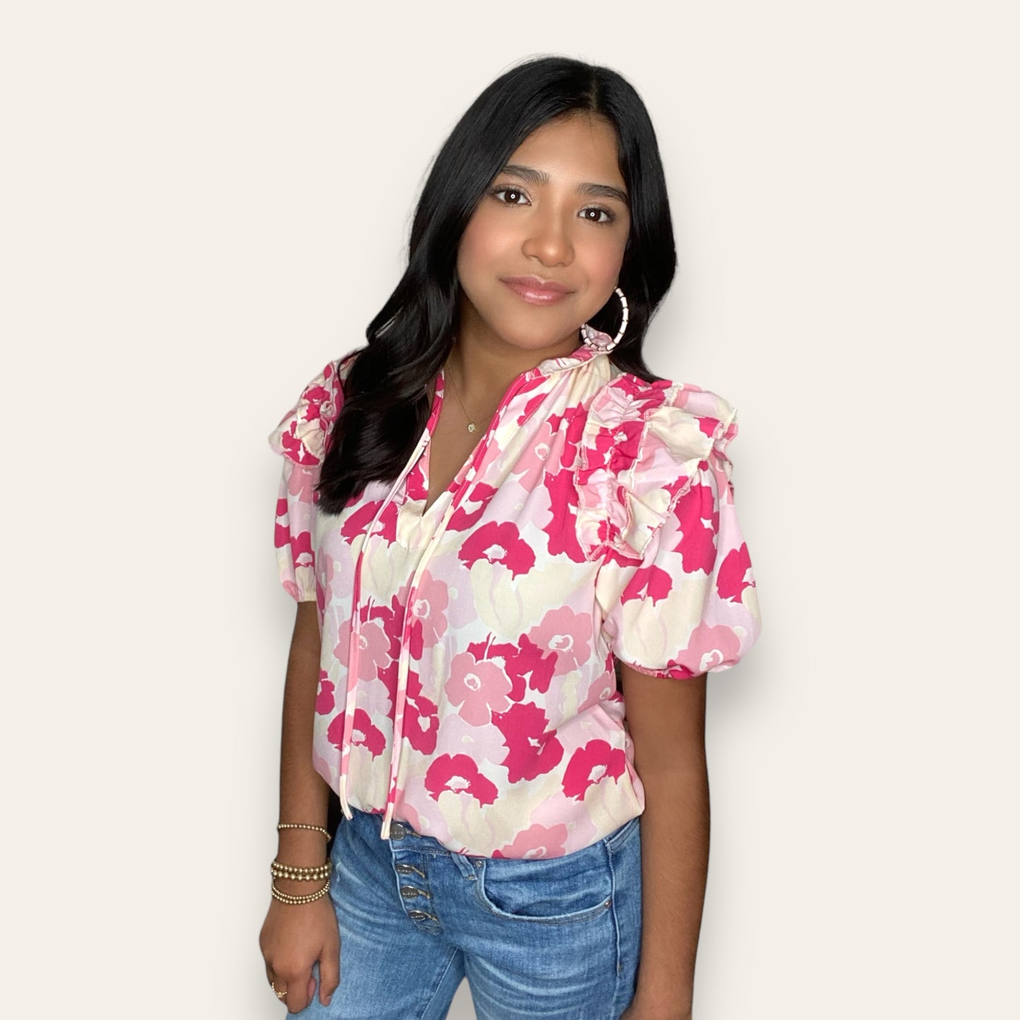 The Juliette Puff Sleeve Floral Blouse