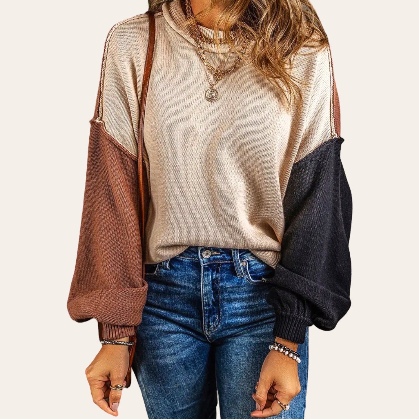 The Mocha Colorblock Sweater