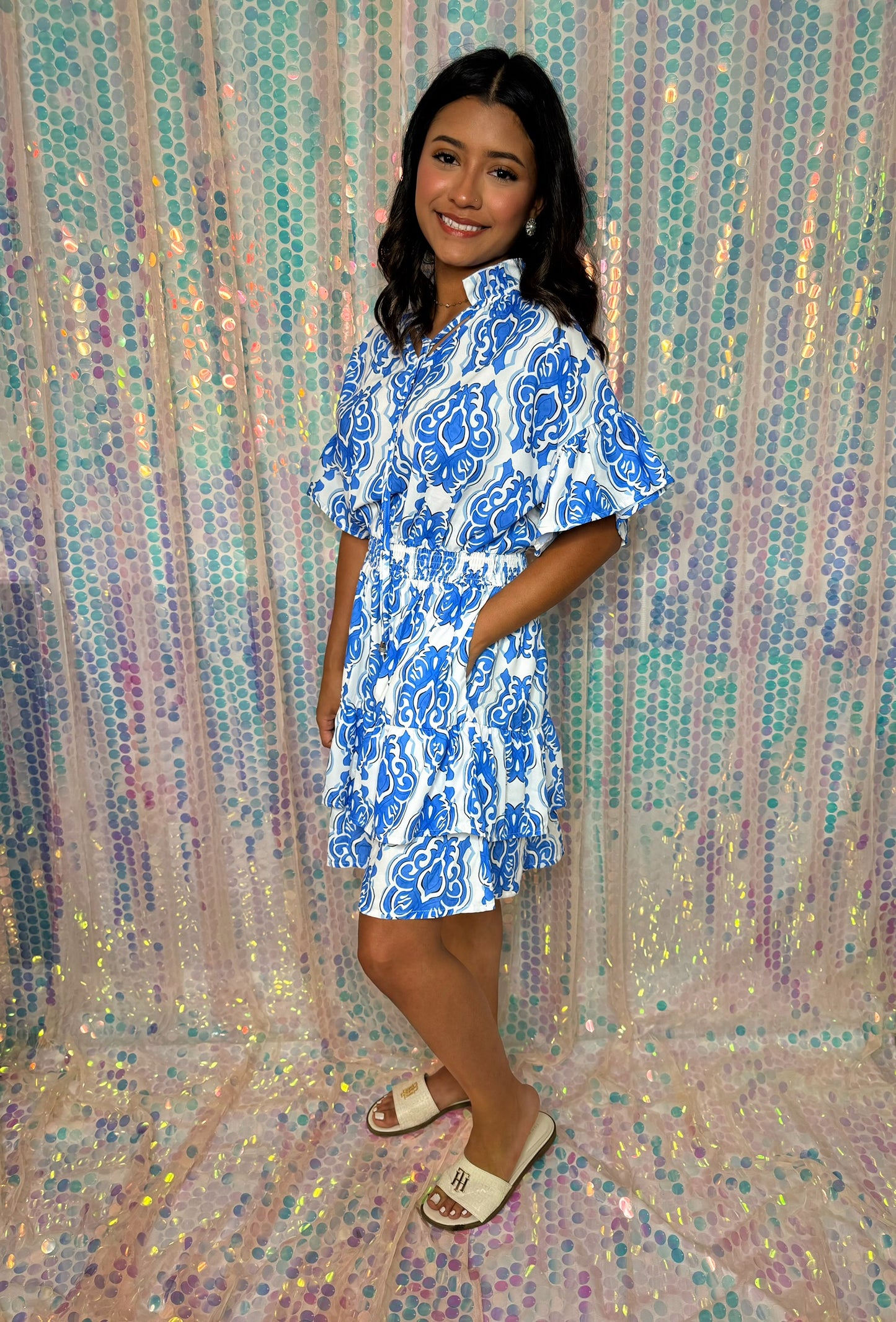 The Blue Vintage Print Dress