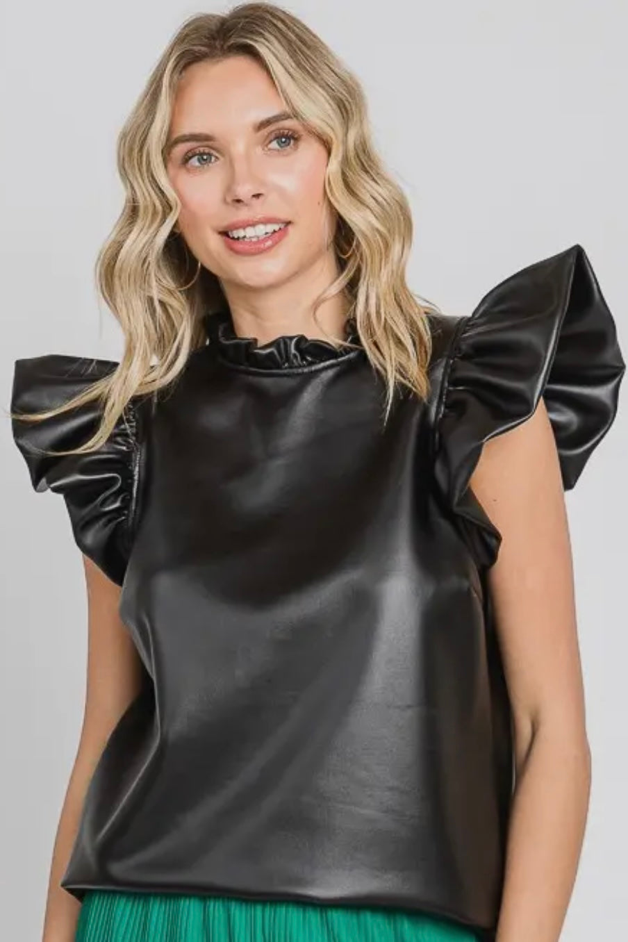 The Puffy Sleeve Leather Top Curvy