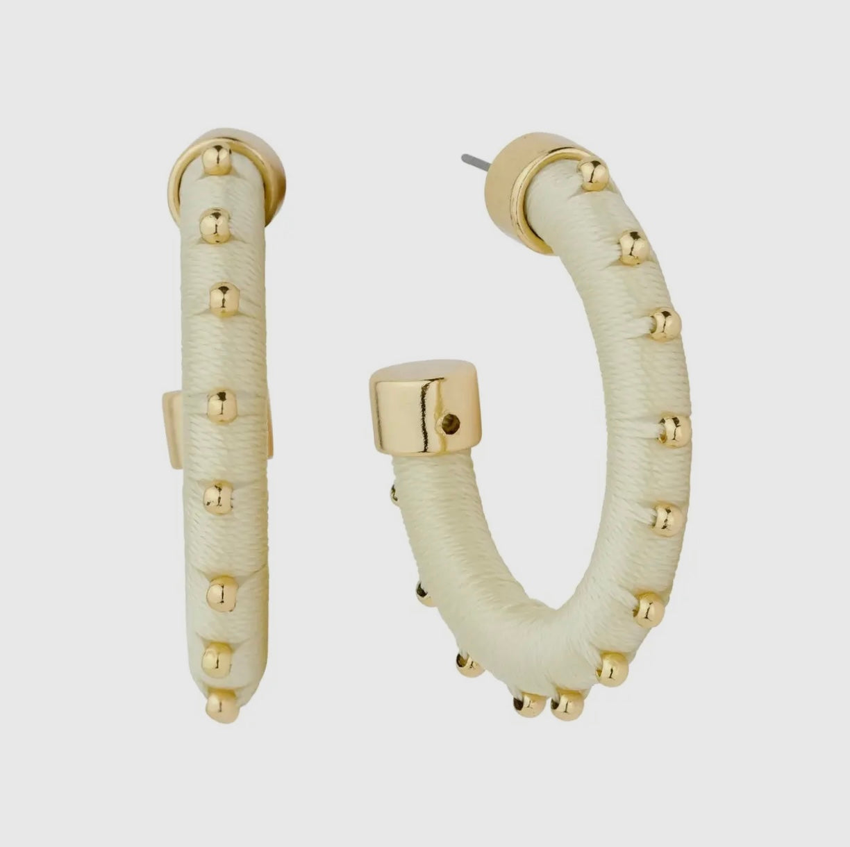 The Cream Studded Thread Hoop