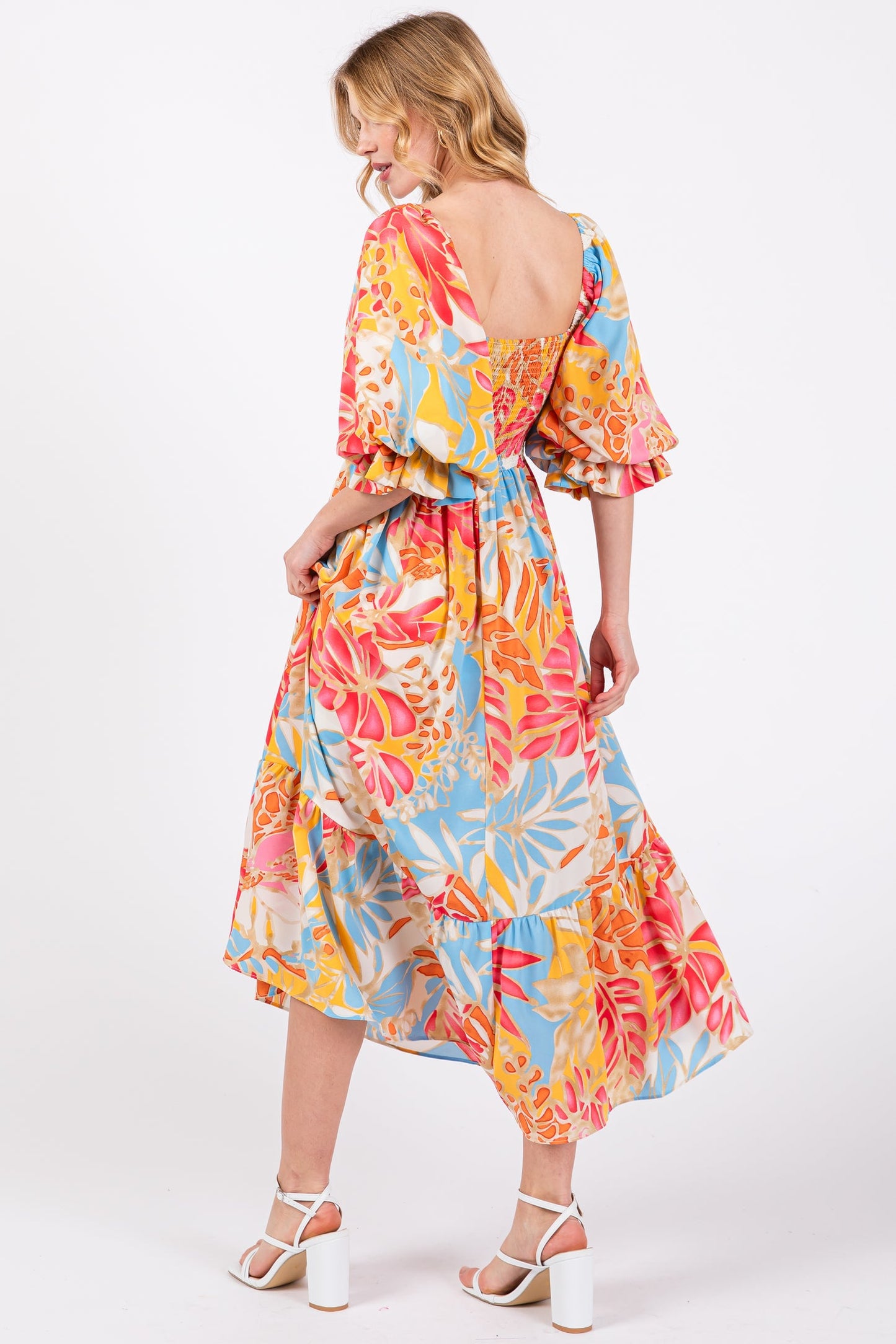 The Take Me Somewhere Tropical Midi Dress