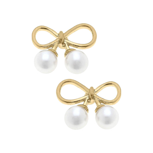 The Tinsley Tiny Bow & Pearl Stud Earring