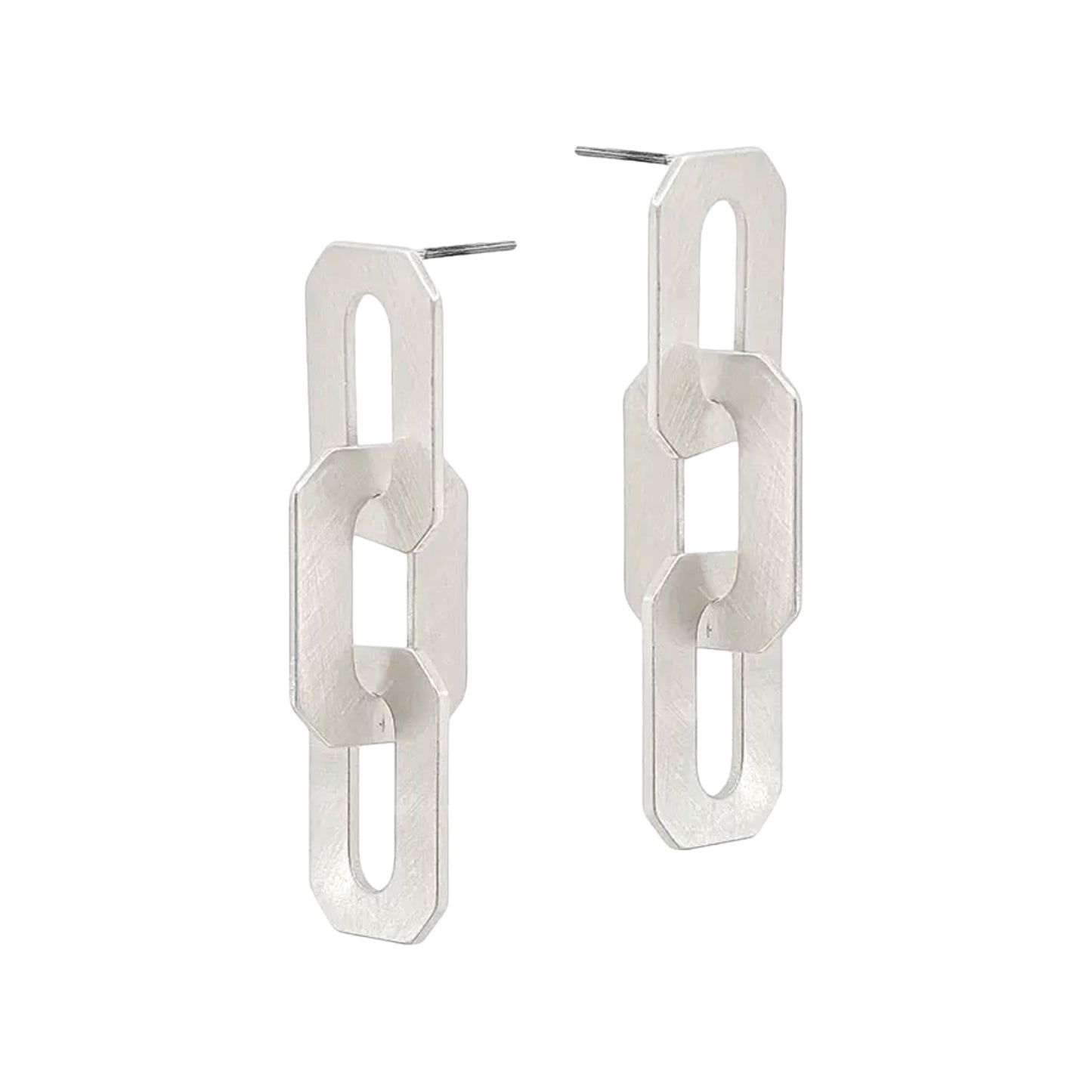 The Brushed Silver Link Earring