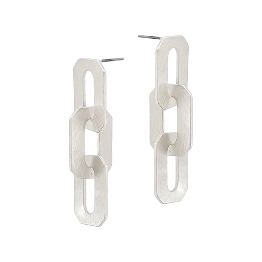 The Brushed Silver Link Earring