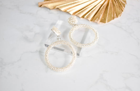 The Silver Beaded Circle Earring