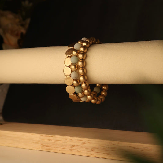 The Bluestone Gold Beaded Balls Bracelet Set