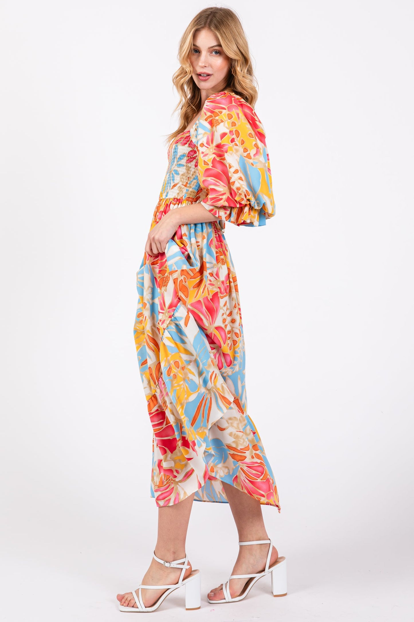 The Take Me Somewhere Tropical Midi Dress