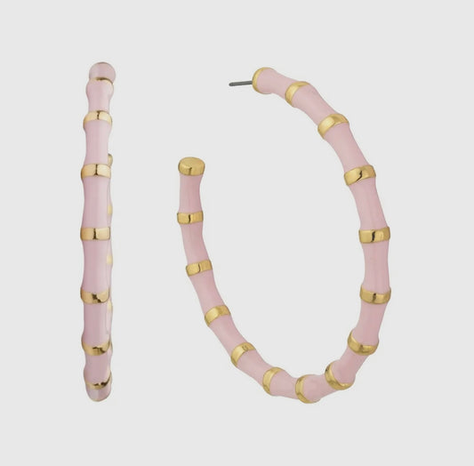 The Light Pink Large Bamboo Hoops