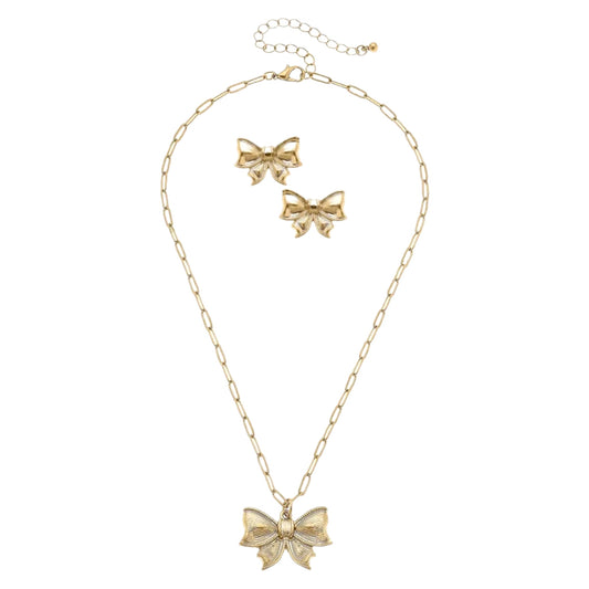 The Bow Earring And Necklace Set