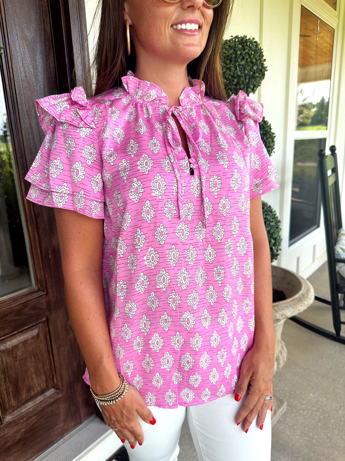 The Pink Vintage Ruffled Top