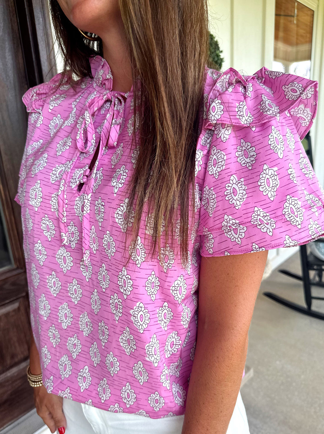 The Pink Vintage Ruffled Top