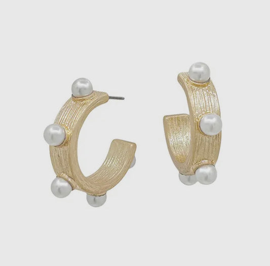 The Gold And Pearl Mini Studded Hoop