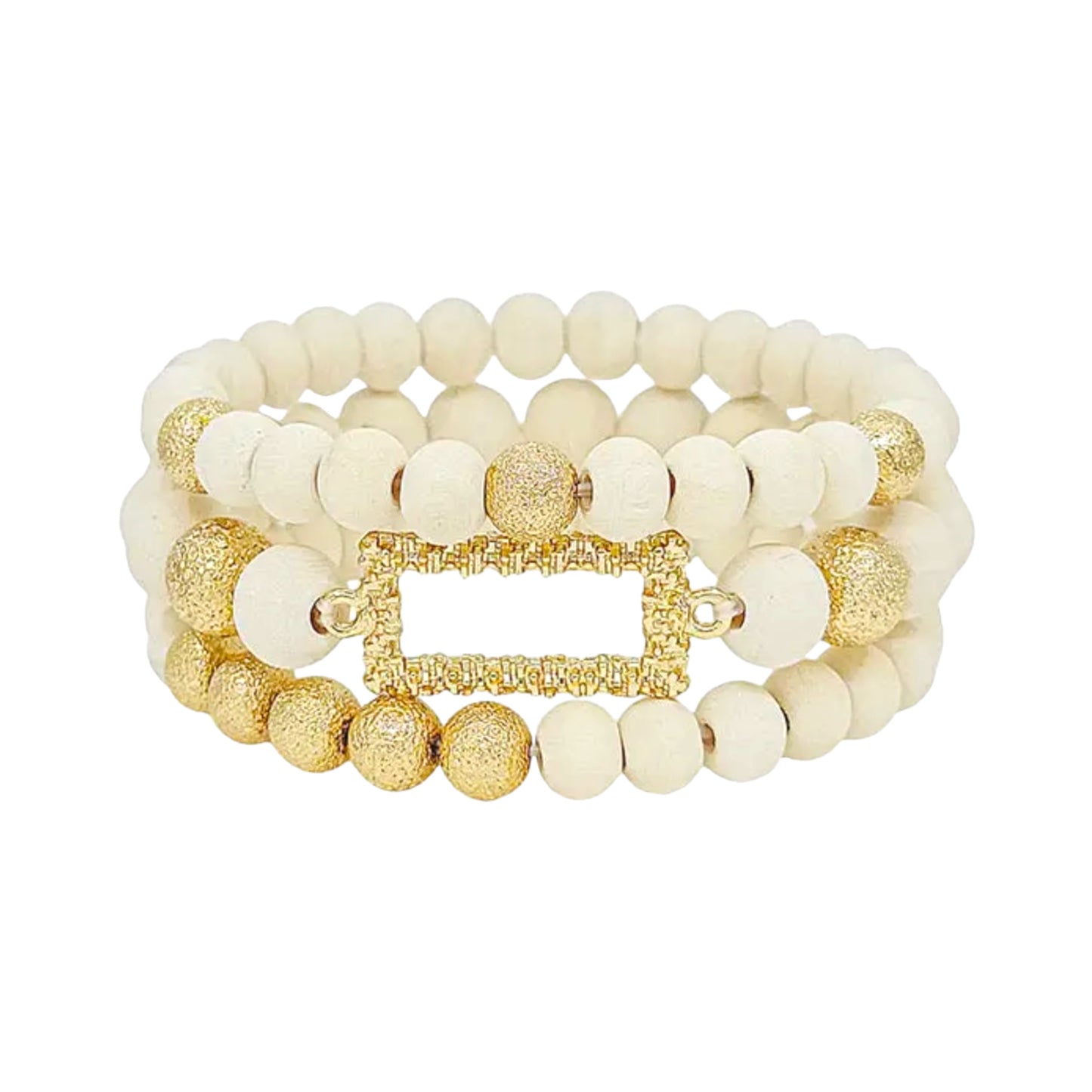 The Cream And Gold Bracelet Stack