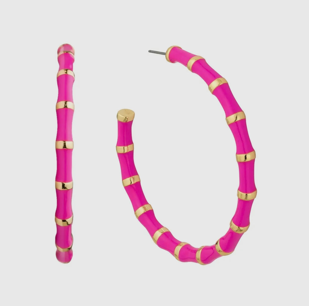 The Pink Large Bamboo Hoops