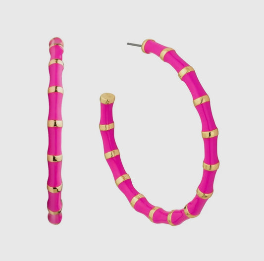 The Pink Large Bamboo Hoops