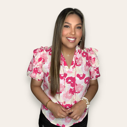 The Juliette Puff Sleeve Floral Blouse