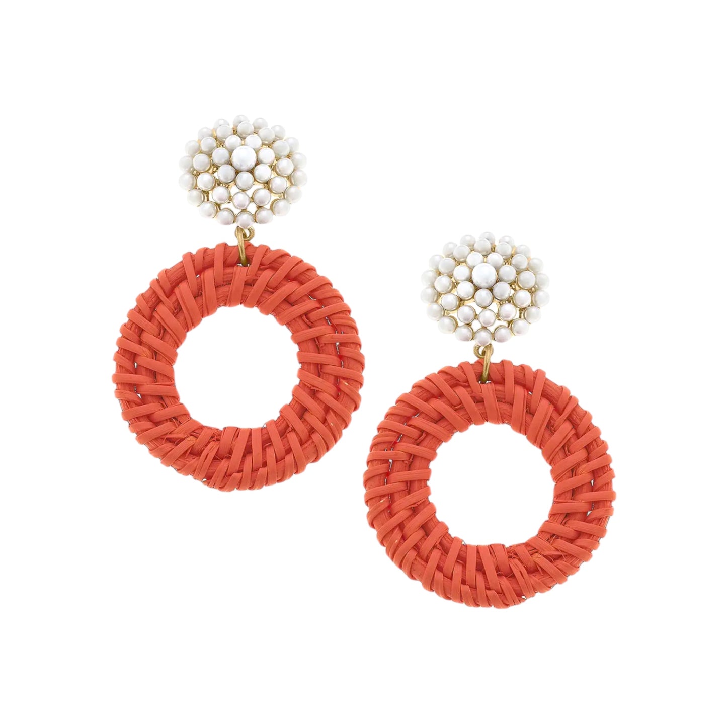 The Elena Circle Wicker Pearl Drop Earrings