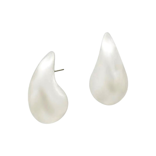 The Matte Silver Teardrop Stud