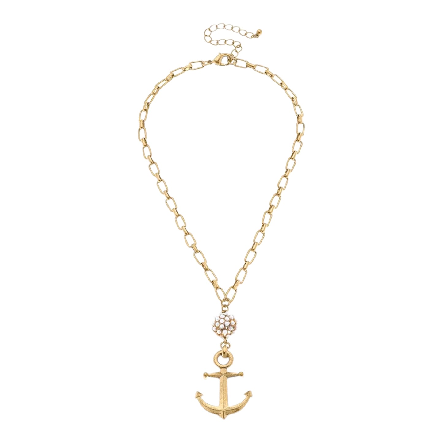 The Anchor And Pearl Cluster Pendant Necklace