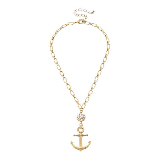 The Anchor And Pearl Cluster Pendant Necklace