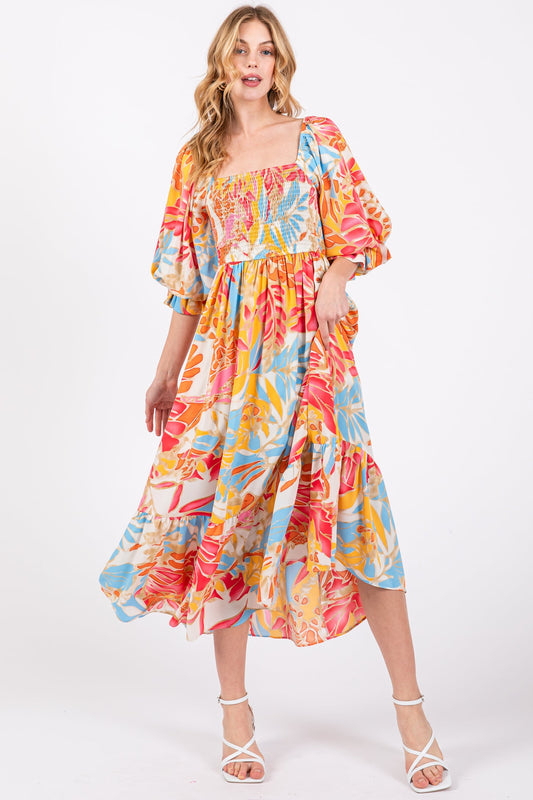 The Take Me Somewhere Tropical Midi Dress