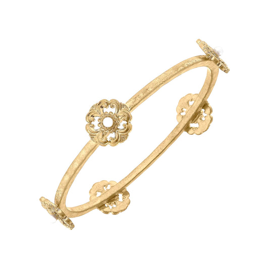 The Marguerite Acanthus & Pearl Bangle